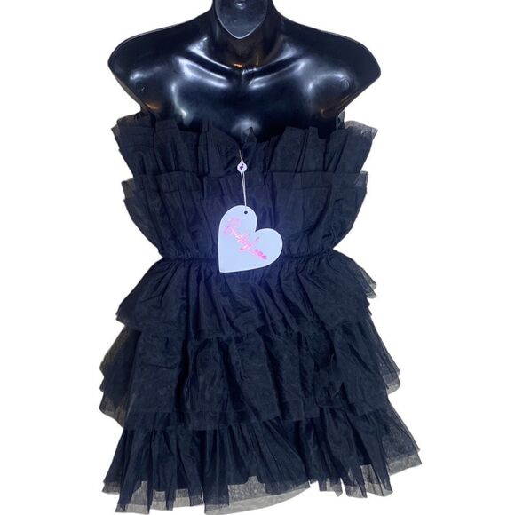 Buddylove powder puff strapless tulle mini dress black-xs - Picture 9 of 10